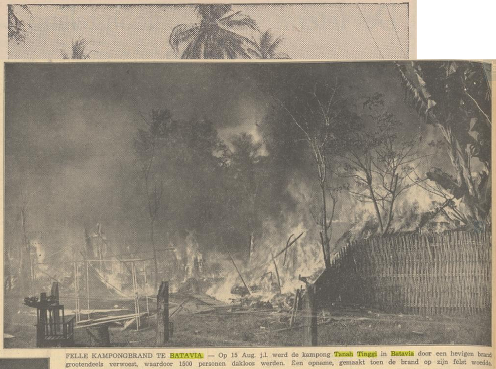 Kebakaran Besar di Tanah Tinggi, Jakarta Pusat (Batavia) tahun 1937